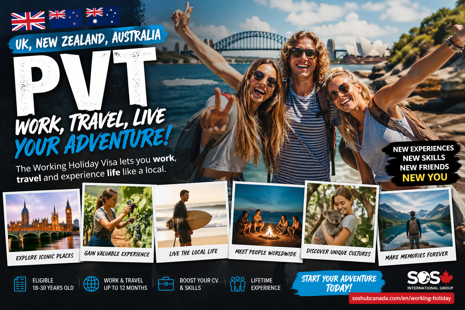 IEC Working Holiday for UK, New Zealand and Australia - Work, Travel, Live Your Adventure
